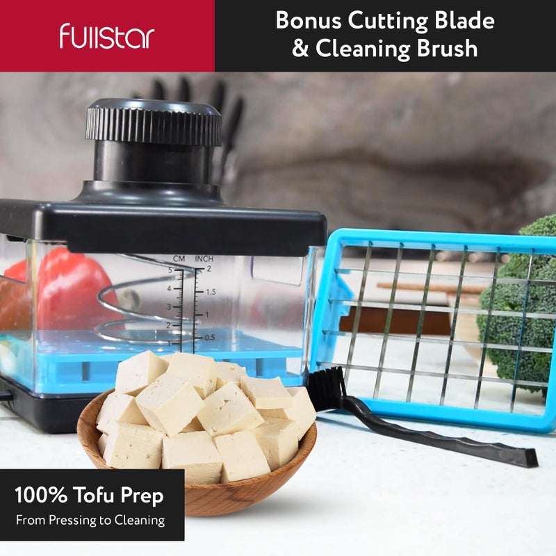 Fullstar 2-in-1 Tofu Press & Cutter  Dishwasher Safe  BPA-Free  Press Box for Extra Firm & Silken Tofu (Blue) - Image 5